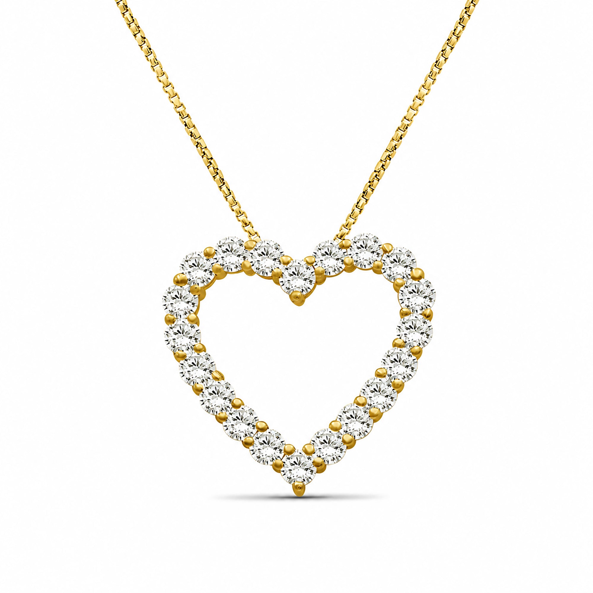 Venturant Lab Grown Diamond (F/VS+) 2.00 carat Round cut Sterling Silver Heart Pendant - Sterling Silver | Gold over Silver