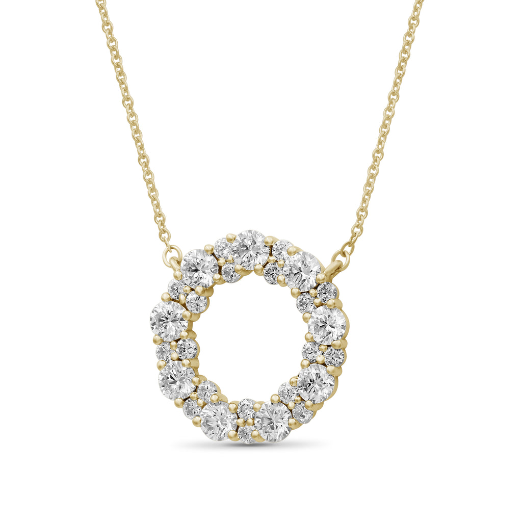 Venturant Lab Grown Diamond (F/VS+) 2.00 carat Round cut Sterling Silver Circle Pendant - Sterling Silver | Gold over Silver