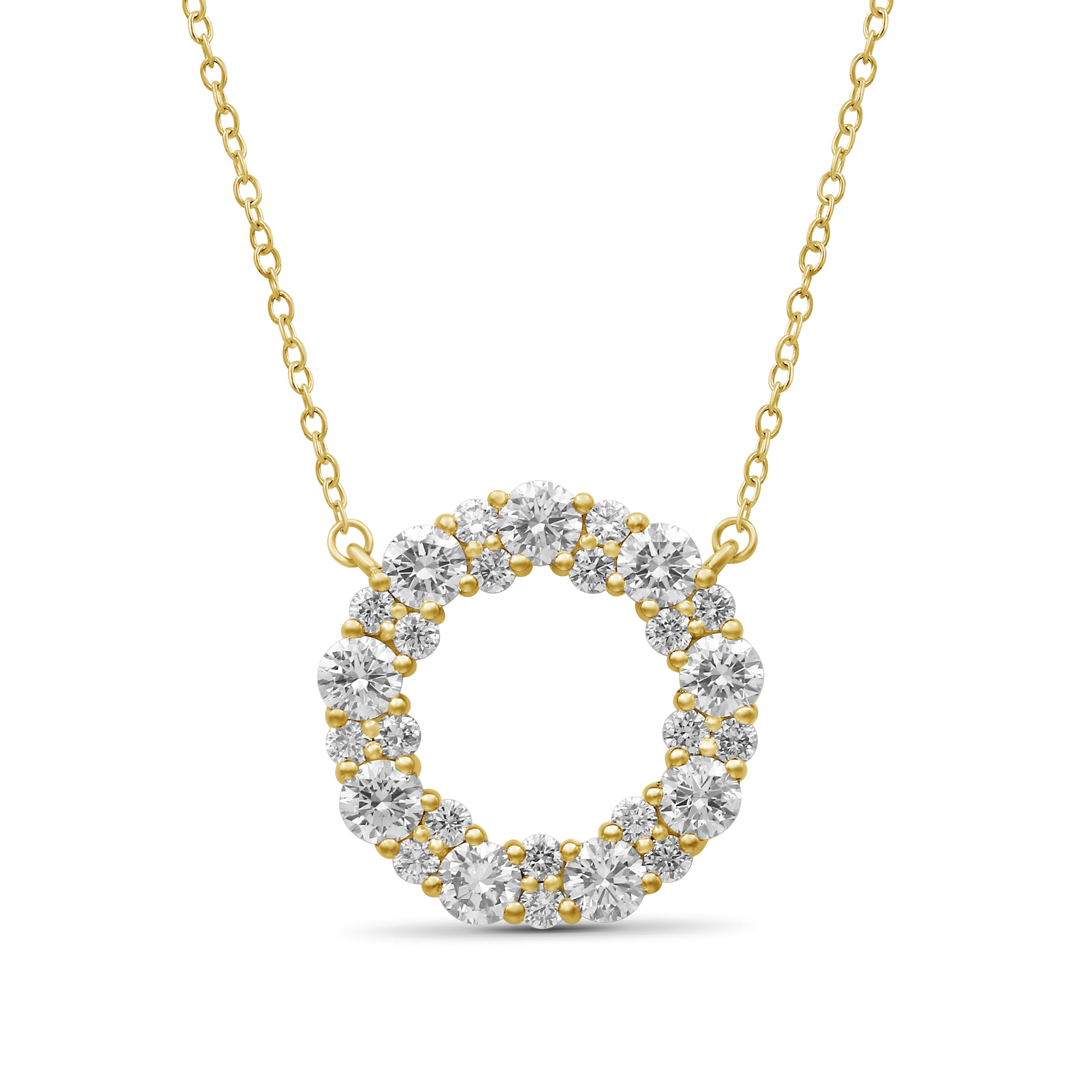 Venturant Lab Grown Diamond (F/VS+) 2.00 carat Round cut Sterling Silver Circle Pendant - Sterling Silver | Gold over Silver