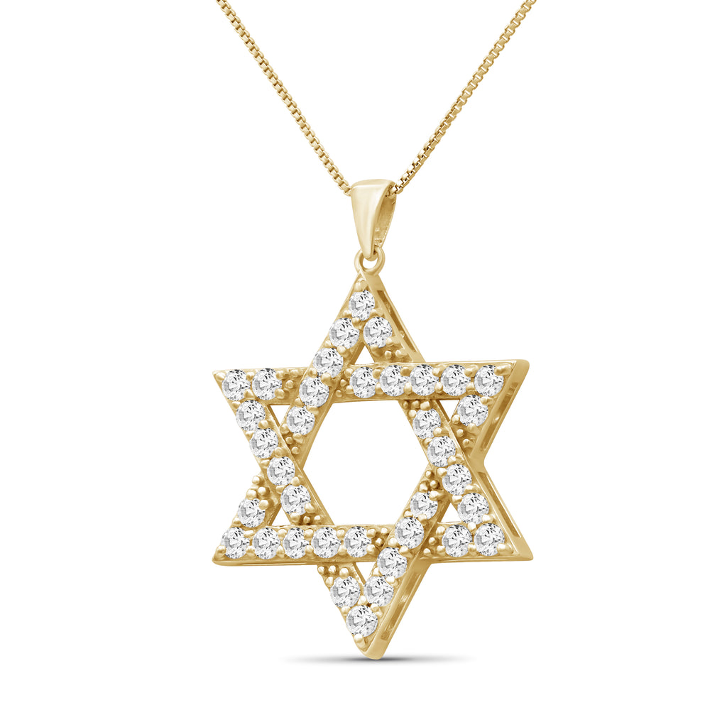 Venturant Lab Grown Diamond (F/VS+) 2.00 carat Round cut Sterling Silver Star Pendant - Sterling Silver | Gold over Silver
