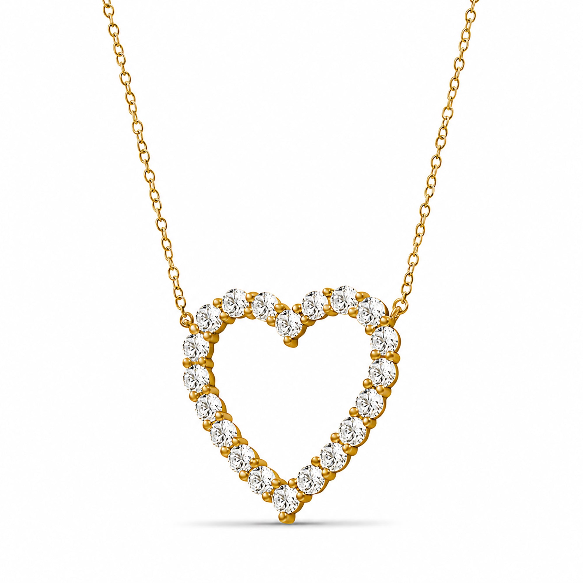 Venturant Lab Grown Diamond (F/VS+) 3.00 carat Round cut Sterling Silver Heart Pendant - Sterling Silver | Gold over Silver