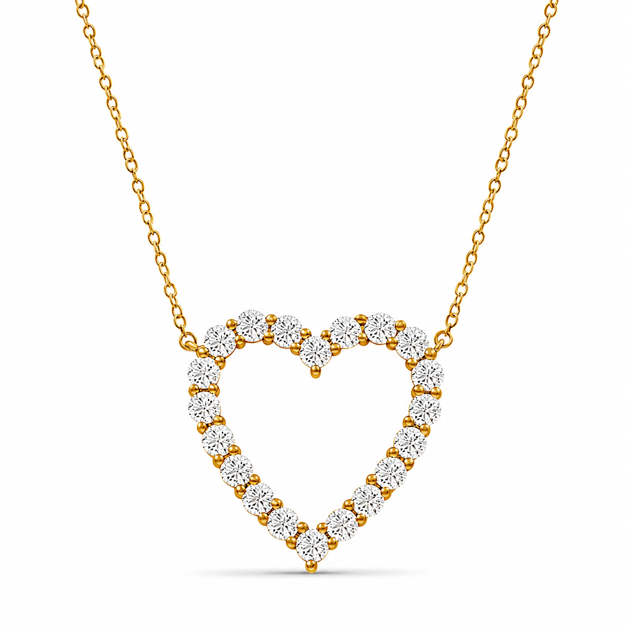 Venturant Lab Grown Diamond (F/VS+) 3.00 carat Round cut Sterling Silver Heart Pendant - Sterling Silver | Gold over Silver