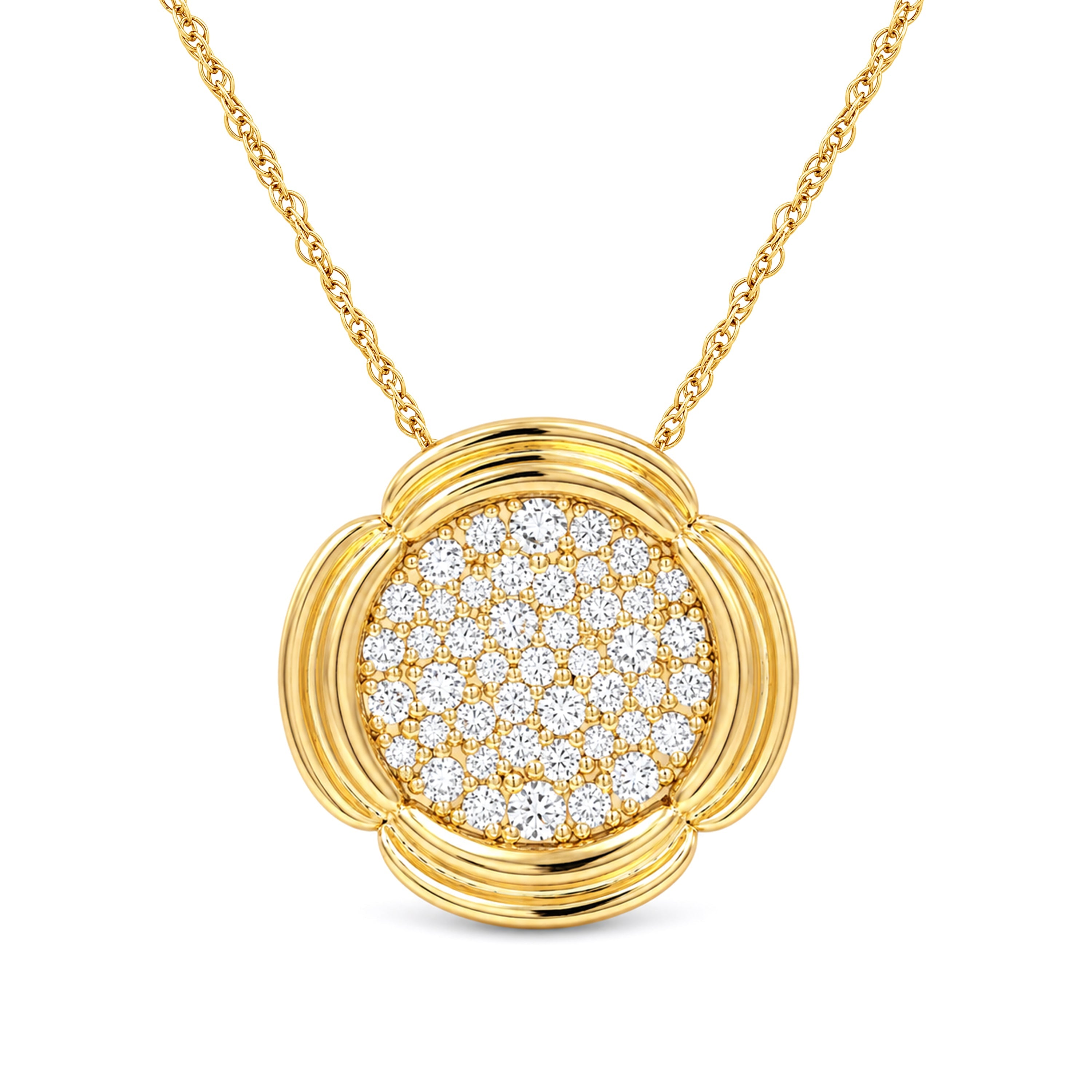 Venturant Lab Grown Diamond (F/VS+) 1.00 carat Round cut Sterling Silver Cluster Pendant - Sterling Silver | Gold over Silver