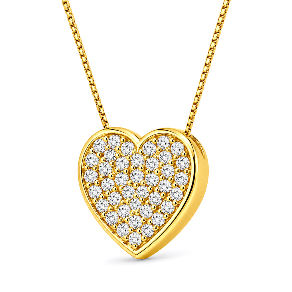 Venturant Lab Grown Diamond (F/VS+) 1.00 carat Round cut Sterling Silver Heart Pendant - Sterling Silver