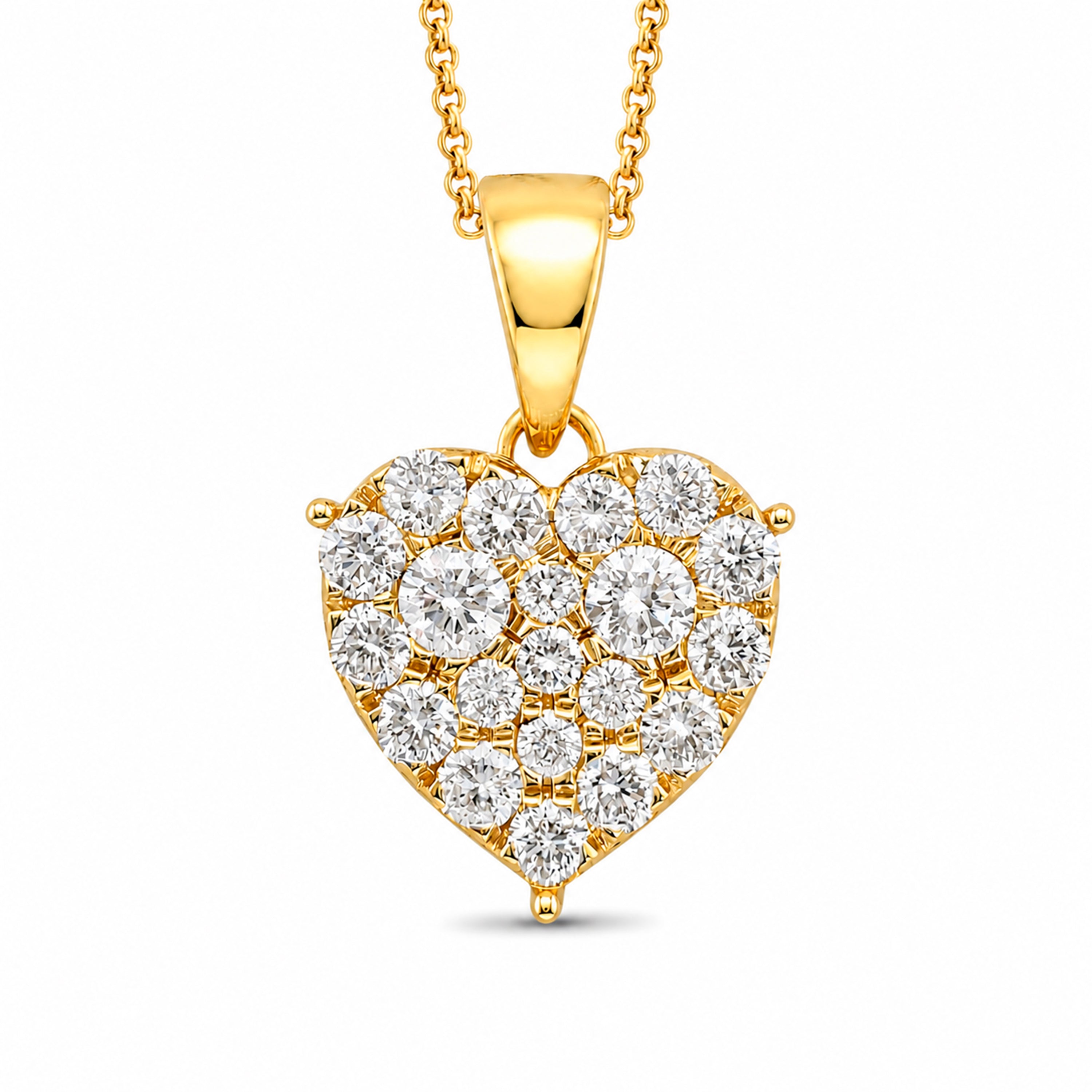 Venturant Lab Grown Diamond (F/VS+) 1.00 carat Round cut Sterling Silver Heart Pendant - Sterling Silver | Gold over Silver
