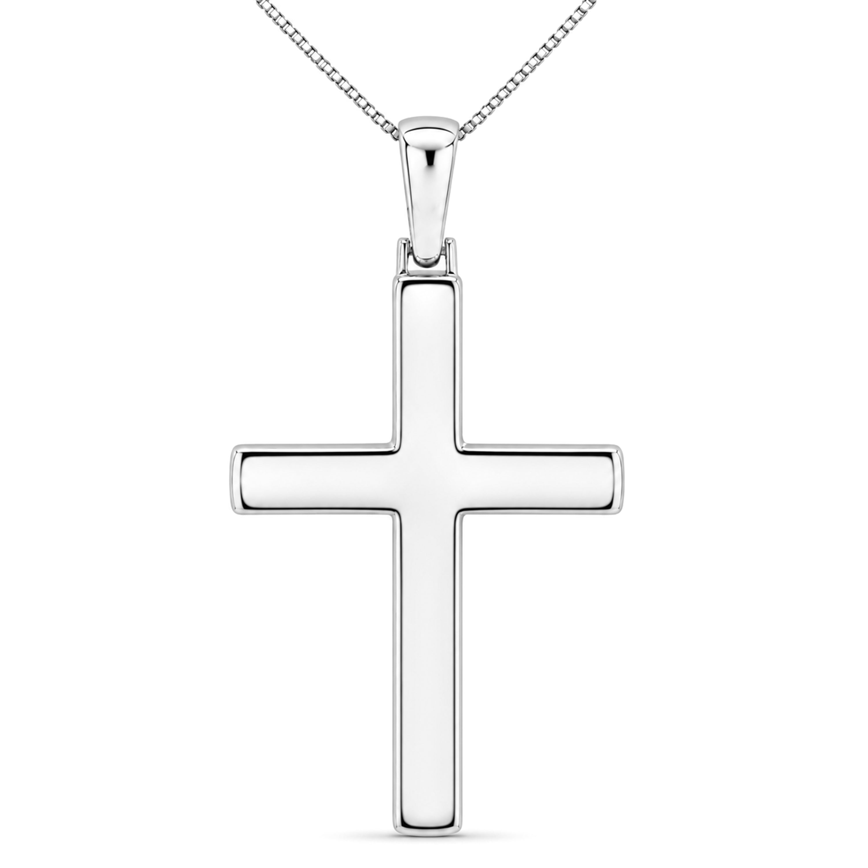 Venturant Lab Grown Diamond (F/VS+) 3.00 carat Round cut Sterling Silver Cross Pendant - Sterling Silver