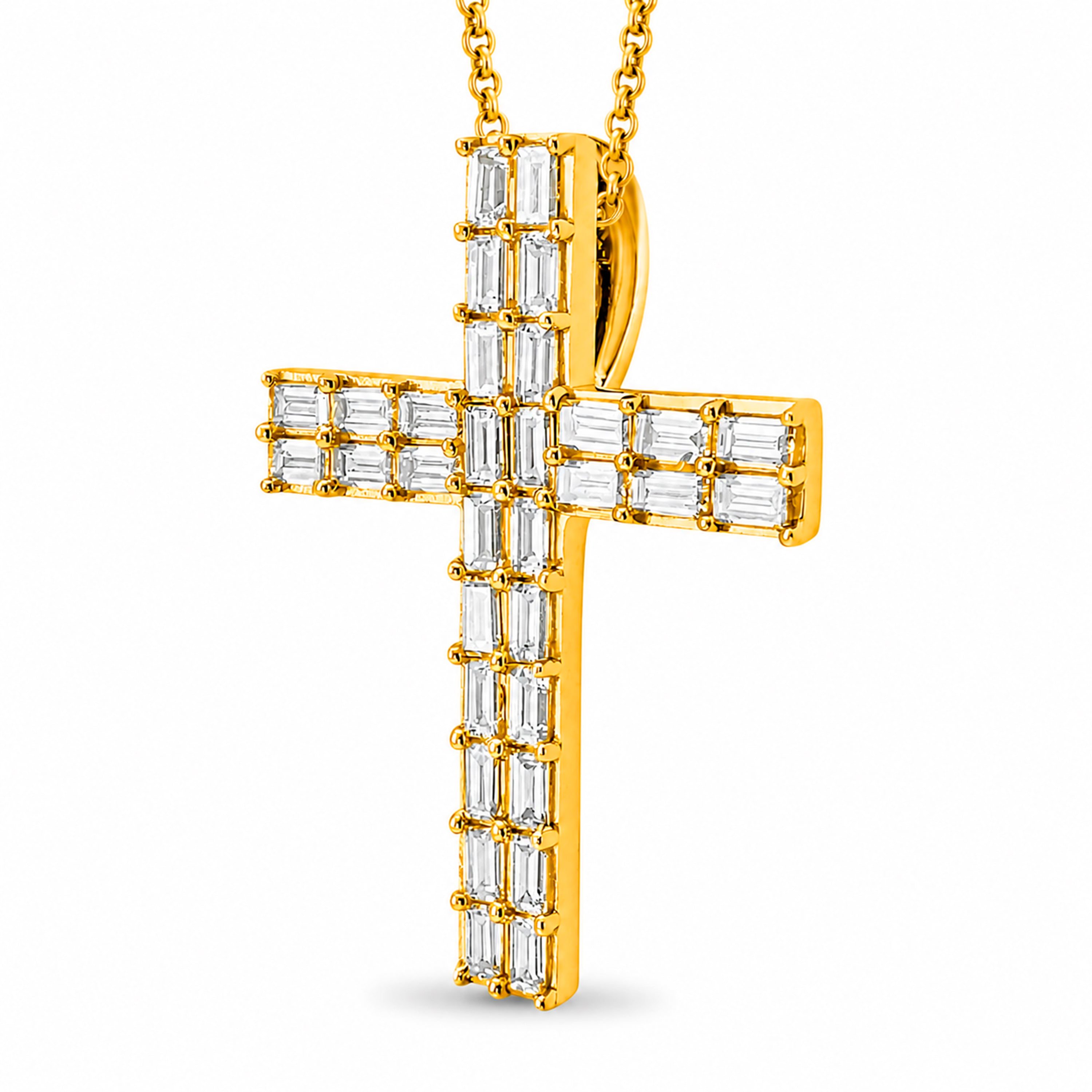 Venturant Lab Grown Diamond (F/VS+) 1.00 carat Round cut Sterling Silver Cross Pendant - Sterling Silver | Gold over Silver