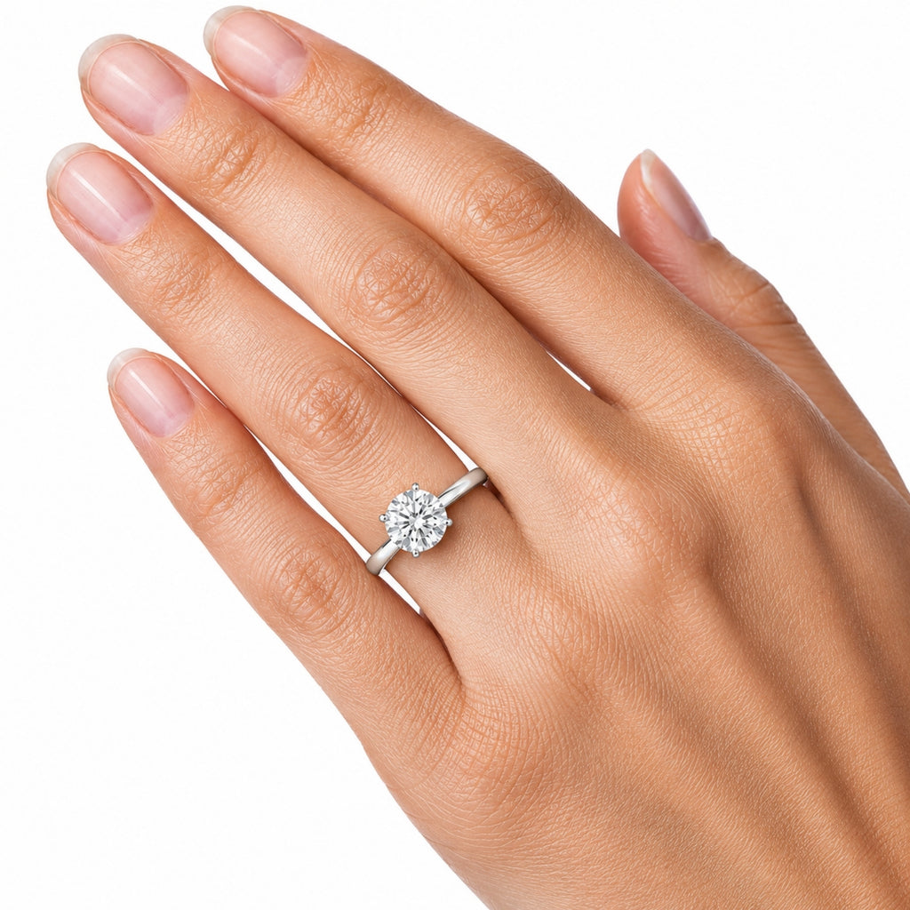 Venturant 1.00-6.00 Carat T.W. IGI certified Round-cut Lab Grown Diamond (D/VS+) 14K Gold Solitaire Ring