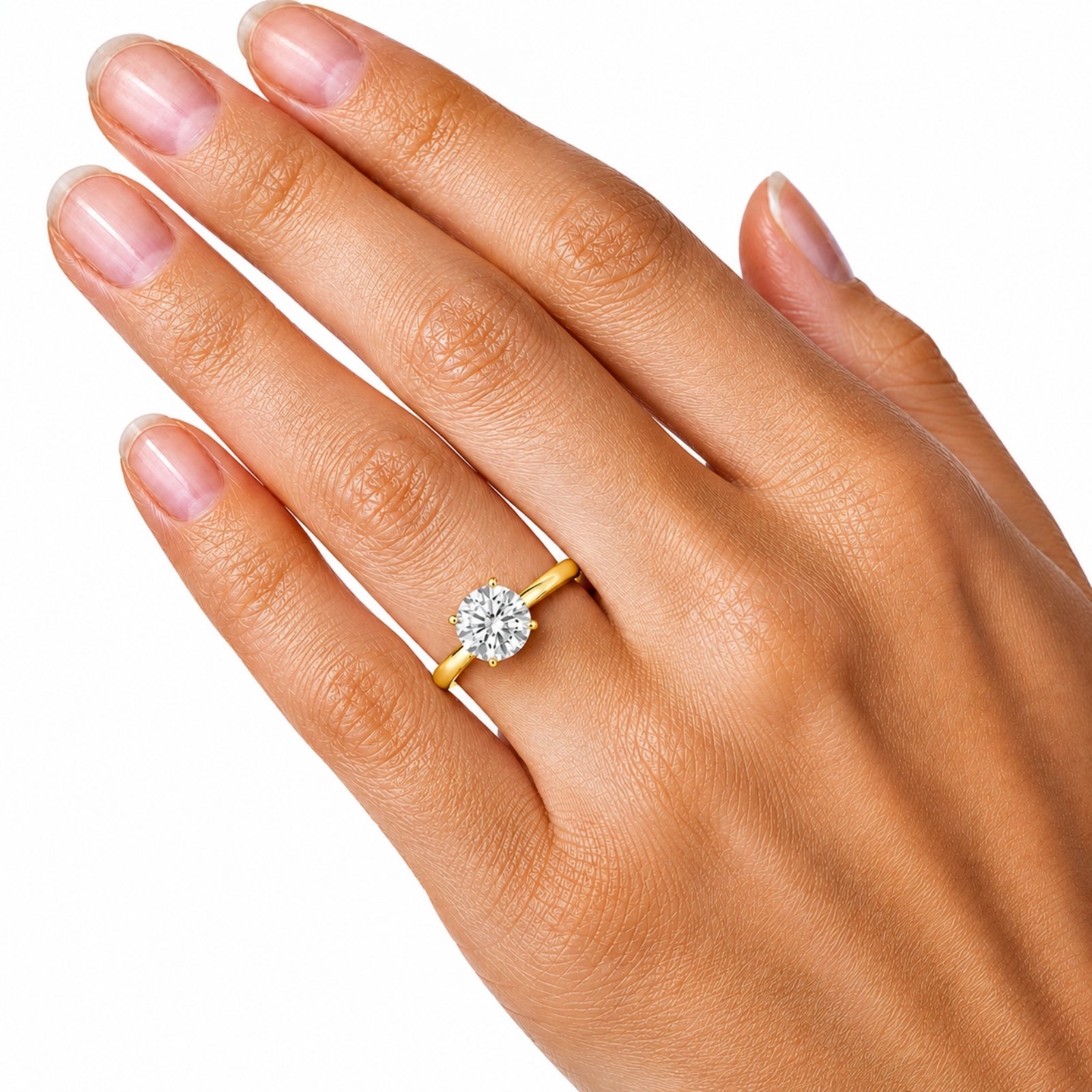 Venturant 1.00-6.00 Carat T.W. IGI certified Round-cut Lab Grown Diamond (D/VS+) 14K Gold Solitaire Ring