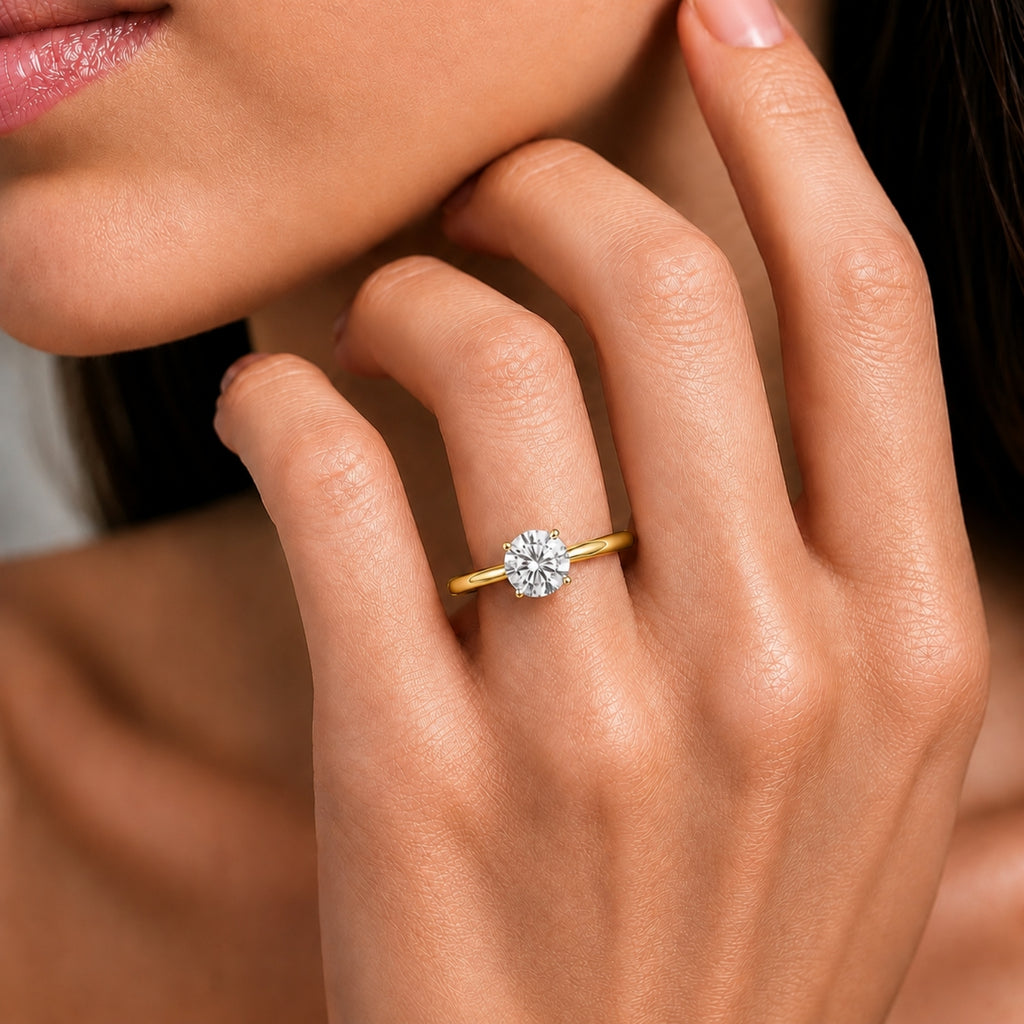 Venturant 1.00-6.00 Carat T.W. IGI certified Round-cut Lab Grown Diamond (D/VS+) 14K Gold Solitaire Ring