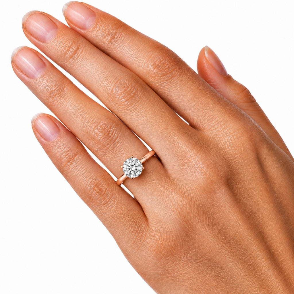Venturant 1.00-6.00 Carat T.W. IGI certified Round-cut Lab Grown Diamond (D/VS+) 14K Gold Solitaire Ring