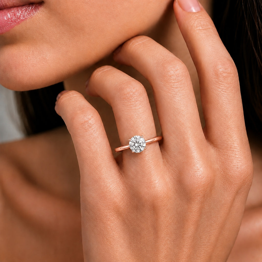 Venturant 1.00-6.00 Carat T.W. IGI certified Round-cut Lab Grown Diamond (D/VS+) 14K Gold Solitaire Ring