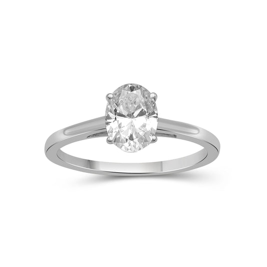 1.00-6.00 Carat T.W. Oval-cut Lab Grown Diamond (D/VS+) 14K Gold Solitaire Ring
