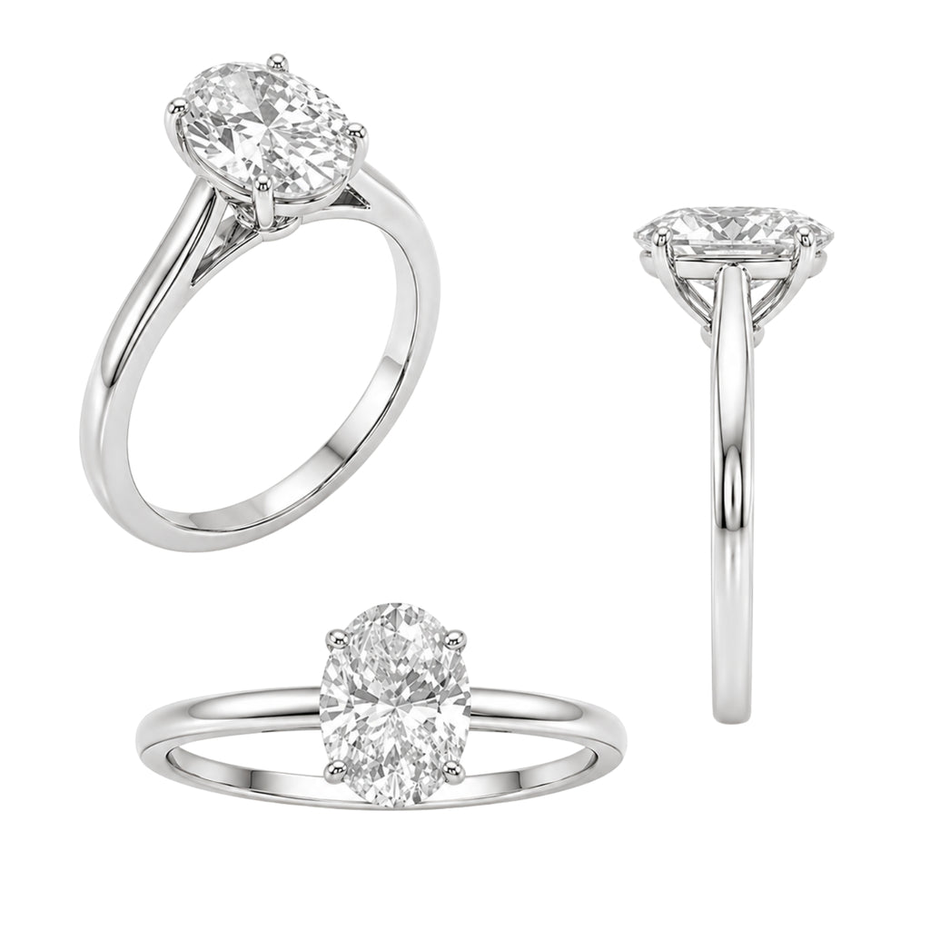 Venturant 1.00-6.00 Carat T.W. IGI certified Oval-cut Lab Grown Diamond (D/VS+) 14K Gold Solitaire Ring