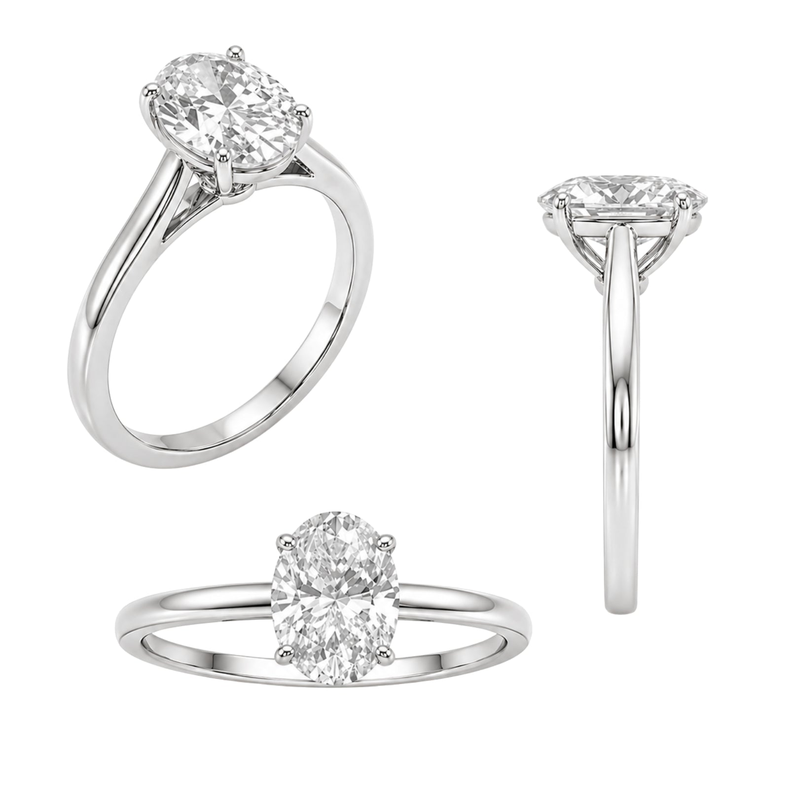 Venturant 1.00-6.00 Carat T.W. IGI certified Oval-cut Lab Grown Diamond (D/VS+) 14K Gold Solitaire Ring