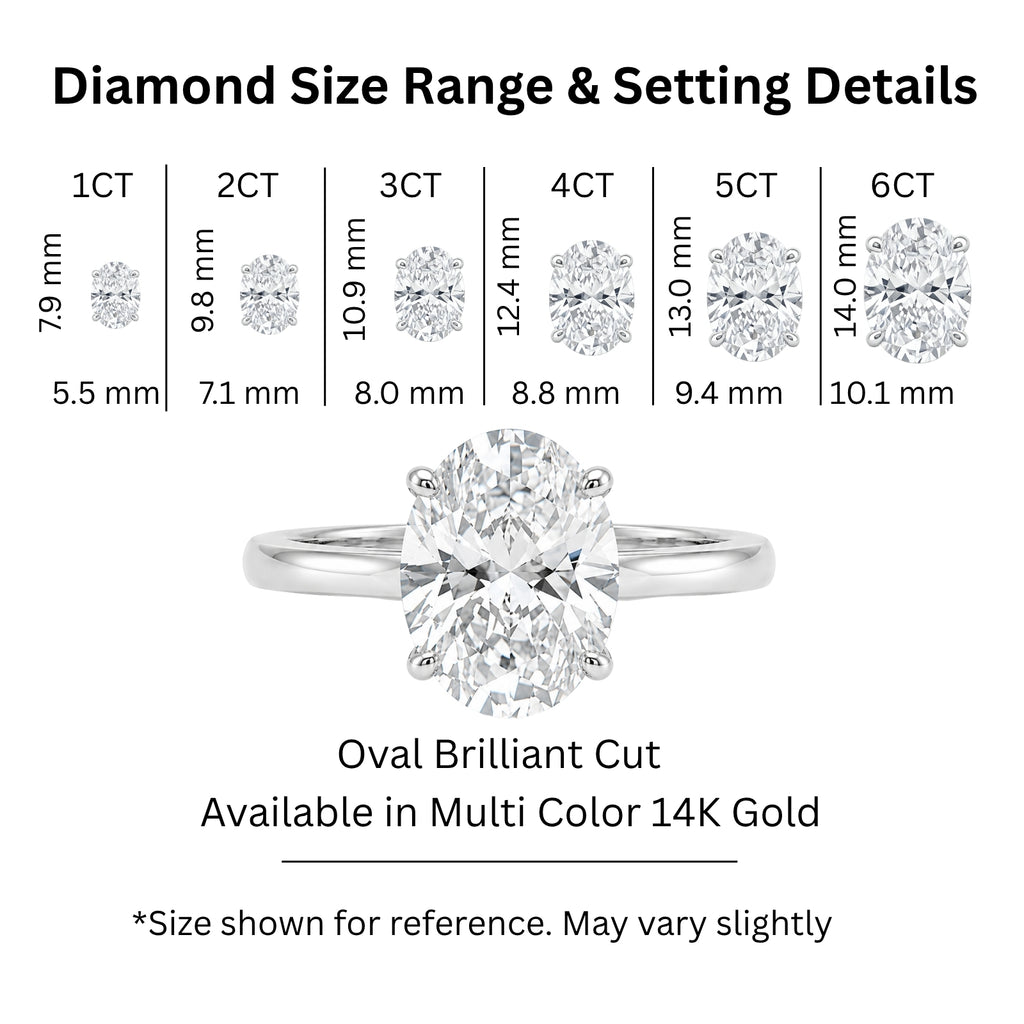 Venturant 1.00-6.00 Carat T.W. IGI certified Oval-cut Lab Grown Diamond (D/VS+) 14K Gold Solitaire Ring