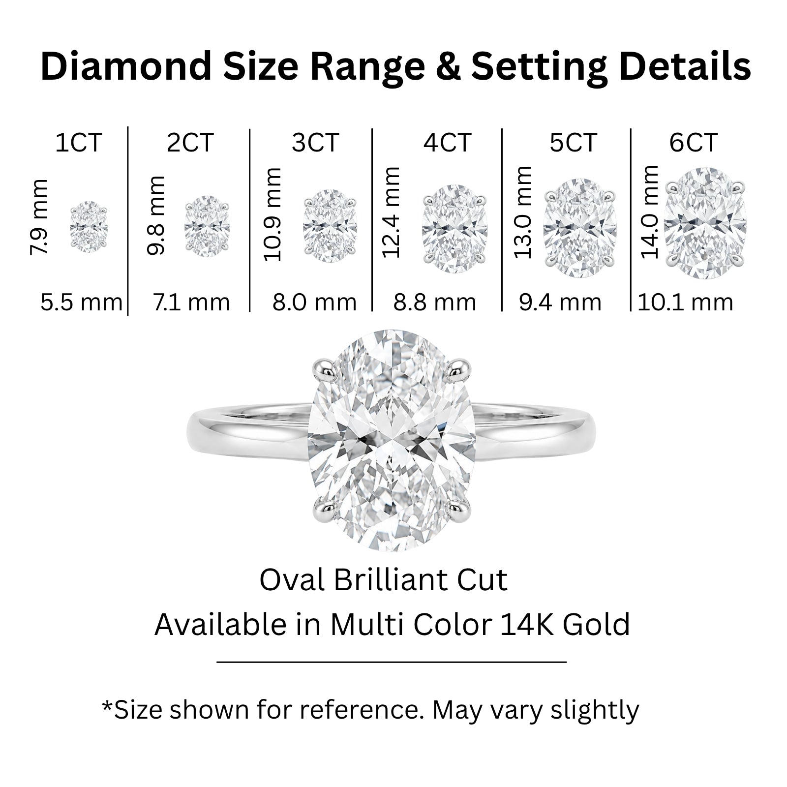 Venturant 1.00-6.00 Carat T.W. IGI certified Oval-cut Lab Grown Diamond (D/VS+) 14K Gold Solitaire Ring