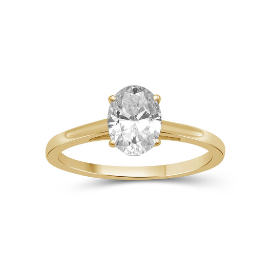 1.00-6.00 Carat T.W. Oval-cut Lab Grown Diamond (D/VS+) 14K Gold Solitaire Ring