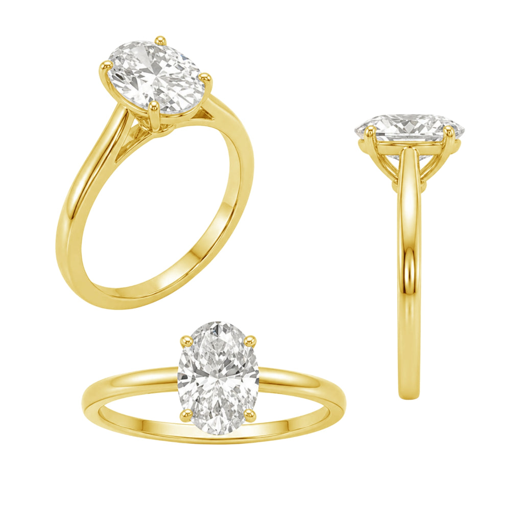 Venturant 1.00-6.00 Carat T.W. IGI certified Oval-cut Lab Grown Diamond (D/VS+) 14K Gold Solitaire Ring