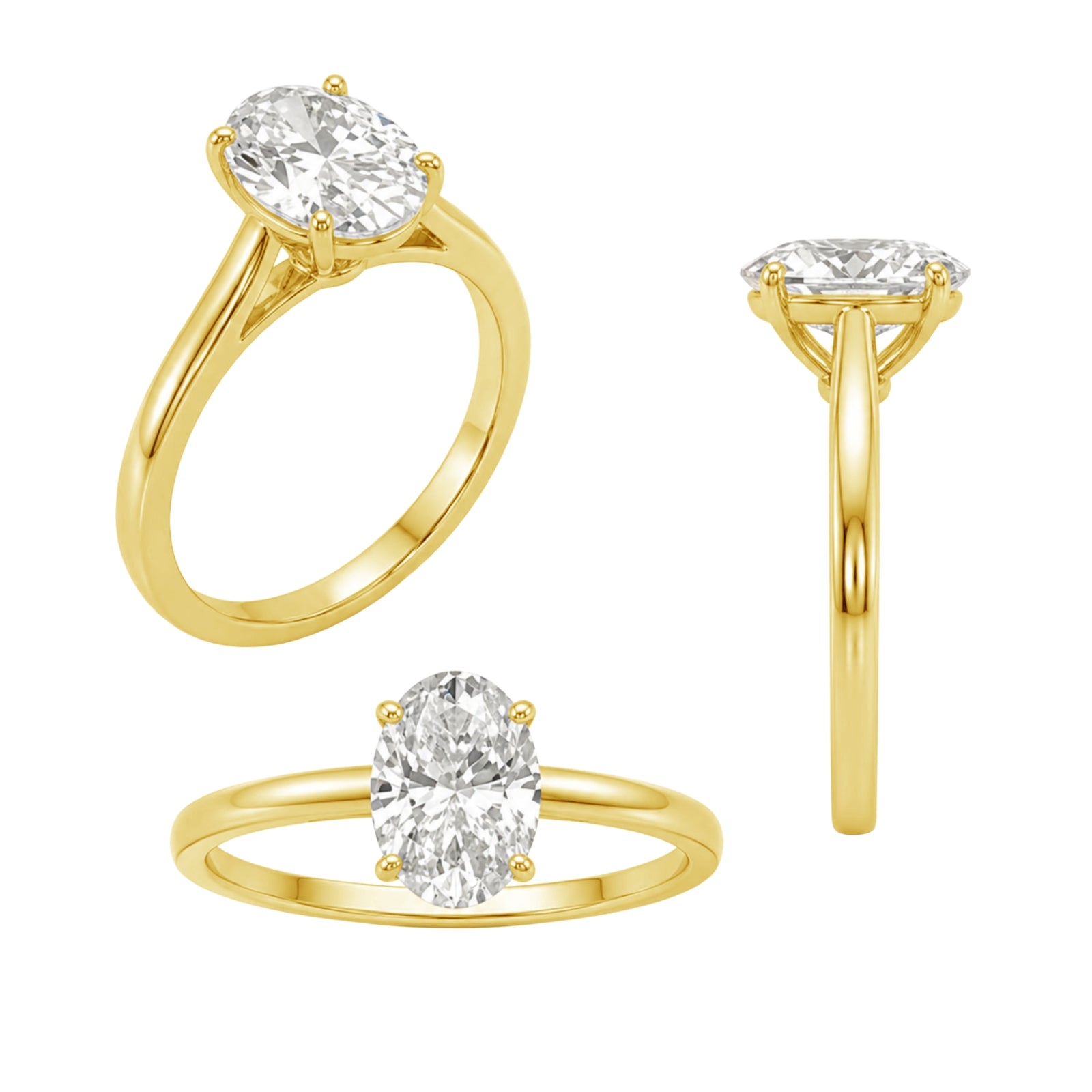 Venturant 1.00-6.00 Carat T.W. IGI certified Oval-cut Lab Grown Diamond (D/VS+) 14K Gold Solitaire Ring