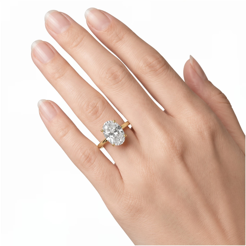 Venturant 1.00-6.00 Carat T.W. IGI certified Oval-cut Lab Grown Diamond (D/VS+) 14K Gold Solitaire Ring