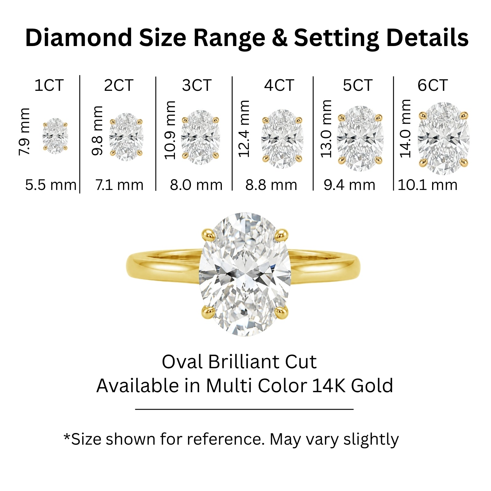 Venturant 1.00-6.00 Carat T.W. IGI certified Oval-cut Lab Grown Diamond (D/VS+) 14K Gold Solitaire Ring