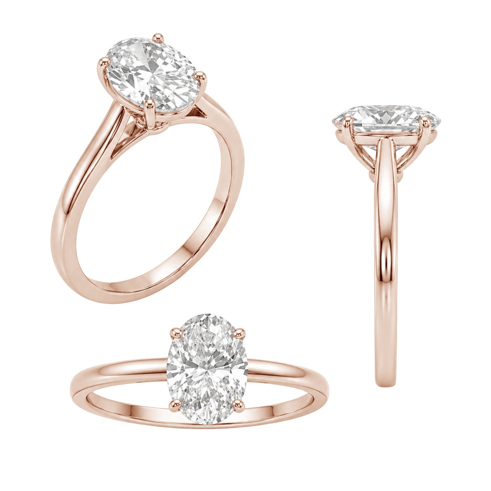 Venturant 1.00-6.00 Carat T.W. IGI certified Oval-cut Lab Grown Diamond (D/VS+) 14K Gold Solitaire Ring
