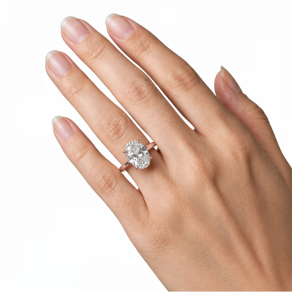 Venturant 1.00-6.00 Carat T.W. IGI certified Oval-cut Lab Grown Diamond (D/VS+) 14K Gold Solitaire Ring
