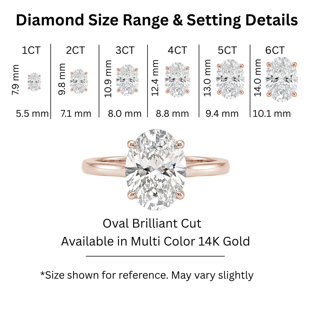 Venturant 1.00-6.00 Carat T.W. IGI certified Oval-cut Lab Grown Diamond (D/VS+) 14K Gold Solitaire Ring