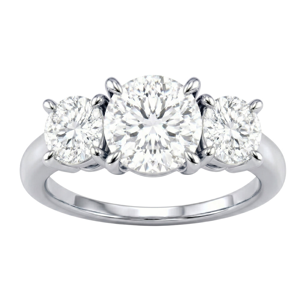 Venturant 2.00-5.00 Carat T.W. Round-cut Lab Grown Diamond (F/VS+) 14K Gold 3 Stone Ring