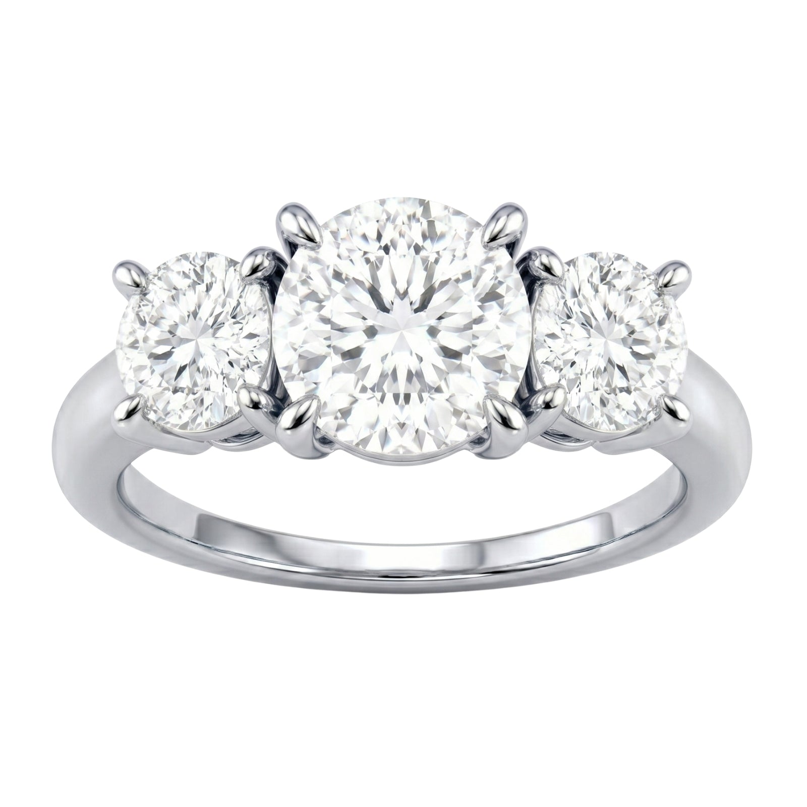 Venturant 2.00-5.00 Carat T.W. Round-cut Lab Grown Diamond (F/VS+) 14K Gold 3 Stone Ring