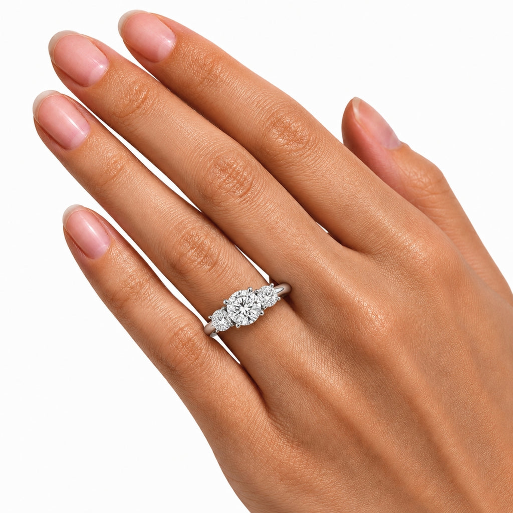 Venturant 2.00-5.00 Carat T.W. Round-cut Lab Grown Diamond (F/VS+) 14K Gold 3 Stone Ring