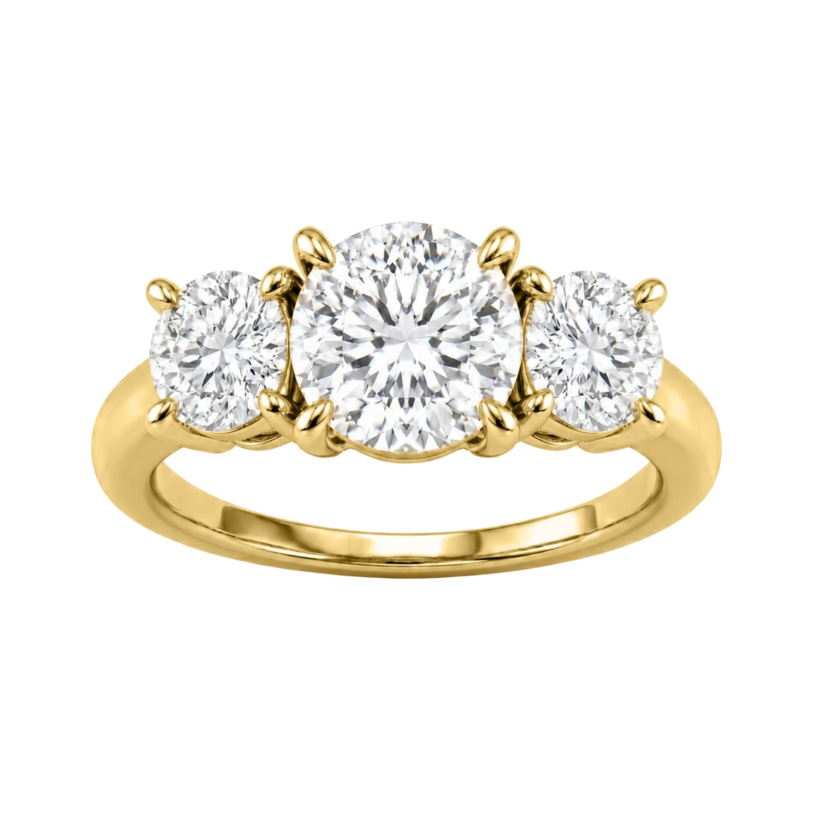 Venturant 2.00-5.00 Carat T.W. Round-cut Lab Grown Diamond (F/VS+) 14K Gold 3 Stone Ring