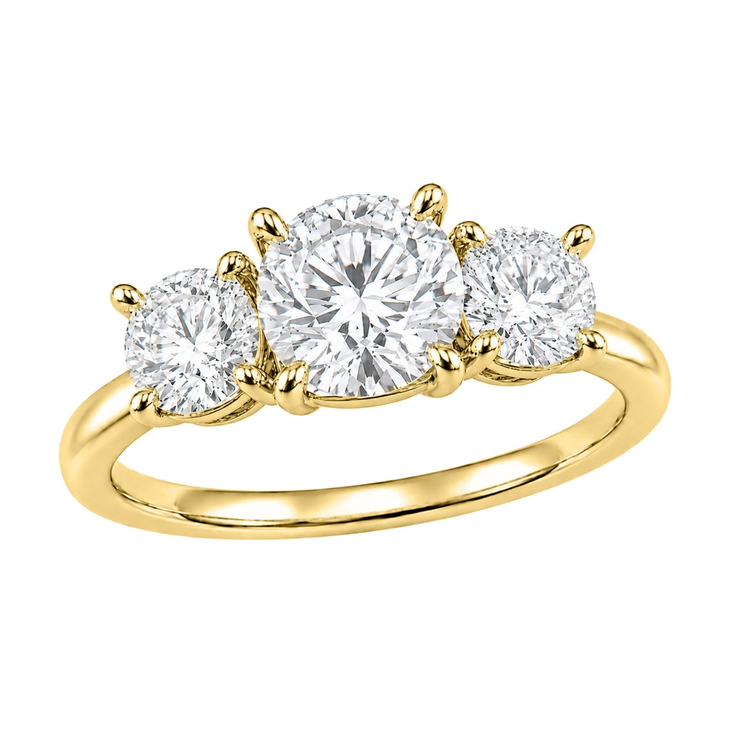 Venturant 2.00-5.00 Carat T.W. Round-cut Lab Grown Diamond (F/VS+) 14K Gold 3 Stone Ring