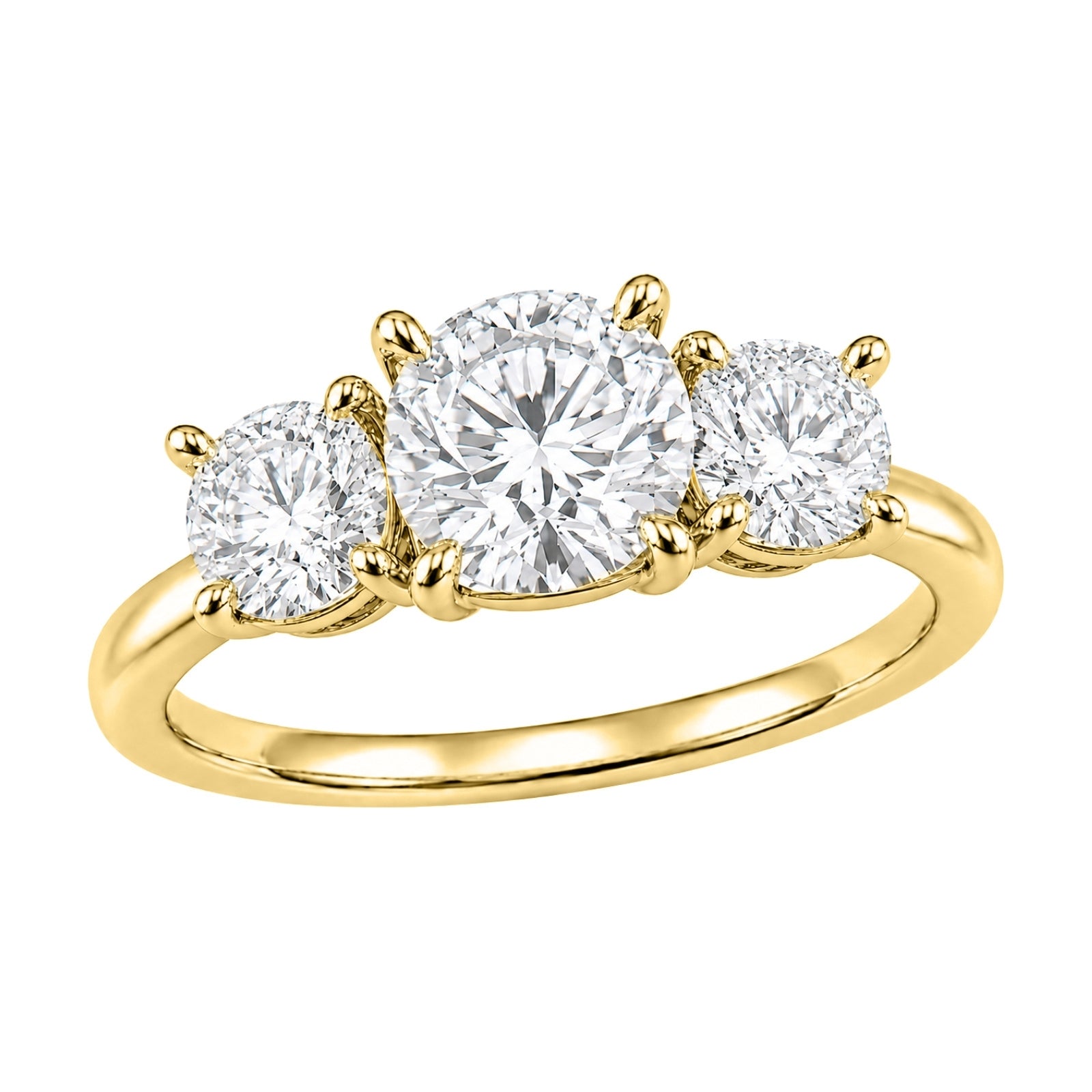 Venturant 2.00-5.00 Carat T.W. Round-cut Lab Grown Diamond (F/VS+) 14K Gold 3 Stone Ring