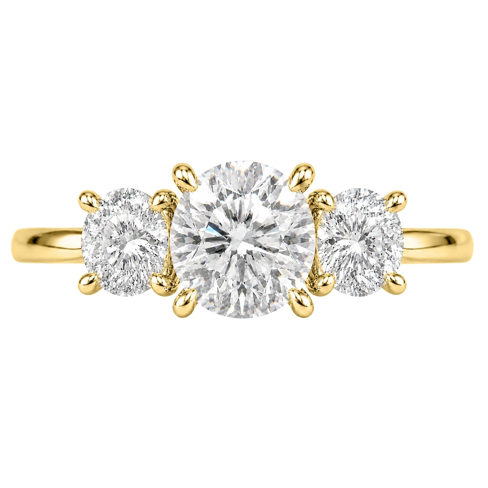 Venturant 2.00-5.00 Carat T.W. Round-cut Lab Grown Diamond (F/VS+) 14K Gold 3 Stone Ring