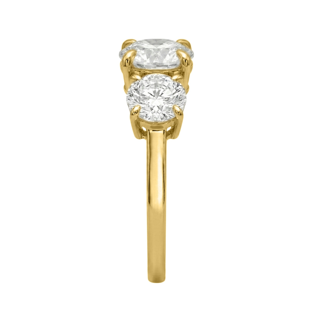 Venturant 2.00-5.00 Carat T.W. Round-cut Lab Grown Diamond (F/VS+) 14K Gold 3 Stone Ring