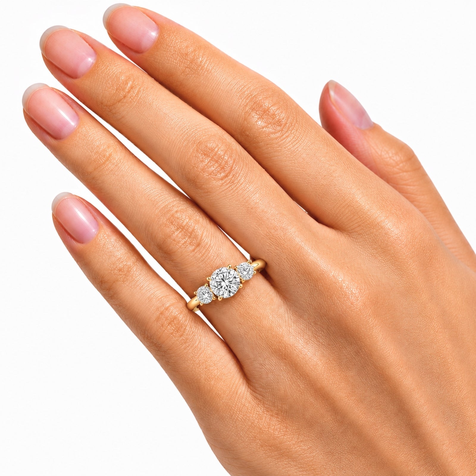 Venturant 2.00-5.00 Carat T.W. Round-cut Lab Grown Diamond (F/VS+) 14K Gold 3 Stone Ring