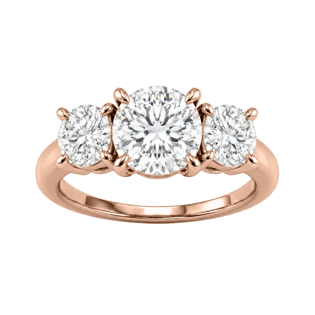 Venturant 2.00-5.00 Carat T.W. Round-cut Lab Grown Diamond (F/VS+) 14K Gold 3 Stone Ring