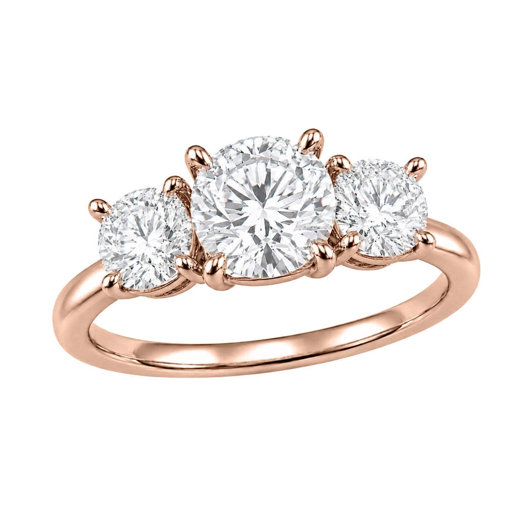 Venturant 2.00-5.00 Carat T.W. Round-cut Lab Grown Diamond (F/VS+) 14K Gold 3 Stone Ring
