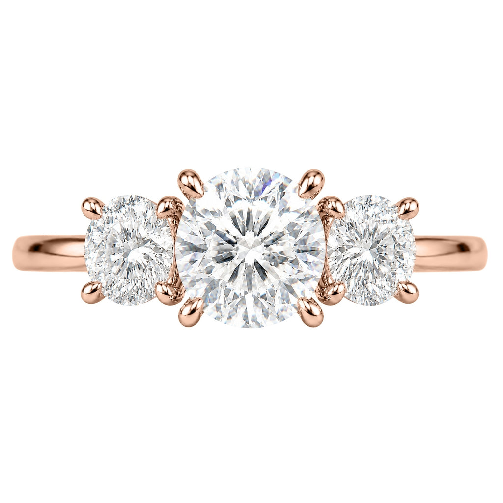 Venturant 2.00-5.00 Carat T.W. Round-cut Lab Grown Diamond (F/VS+) 14K Gold 3 Stone Ring
