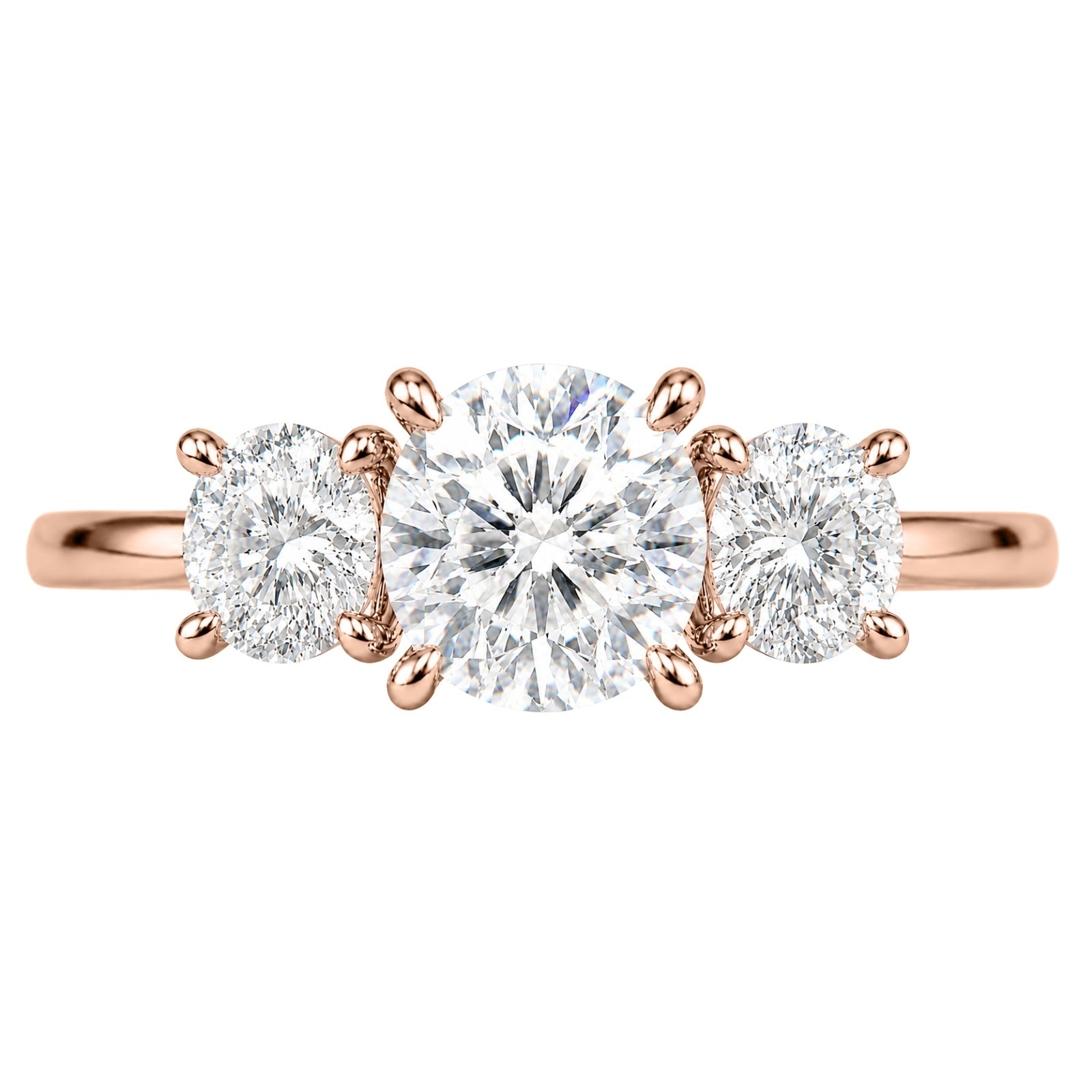 Venturant 2.00-5.00 Carat T.W. Round-cut Lab Grown Diamond (F/VS+) 14K Gold 3 Stone Ring