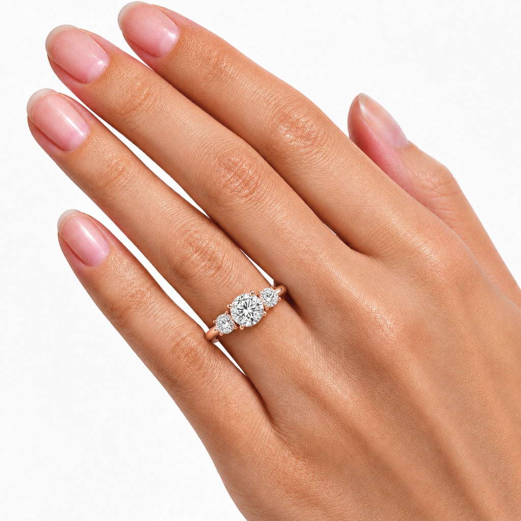 Venturant 2.00-5.00 Carat T.W. Round-cut Lab Grown Diamond (F/VS+) 14K Gold 3 Stone Ring