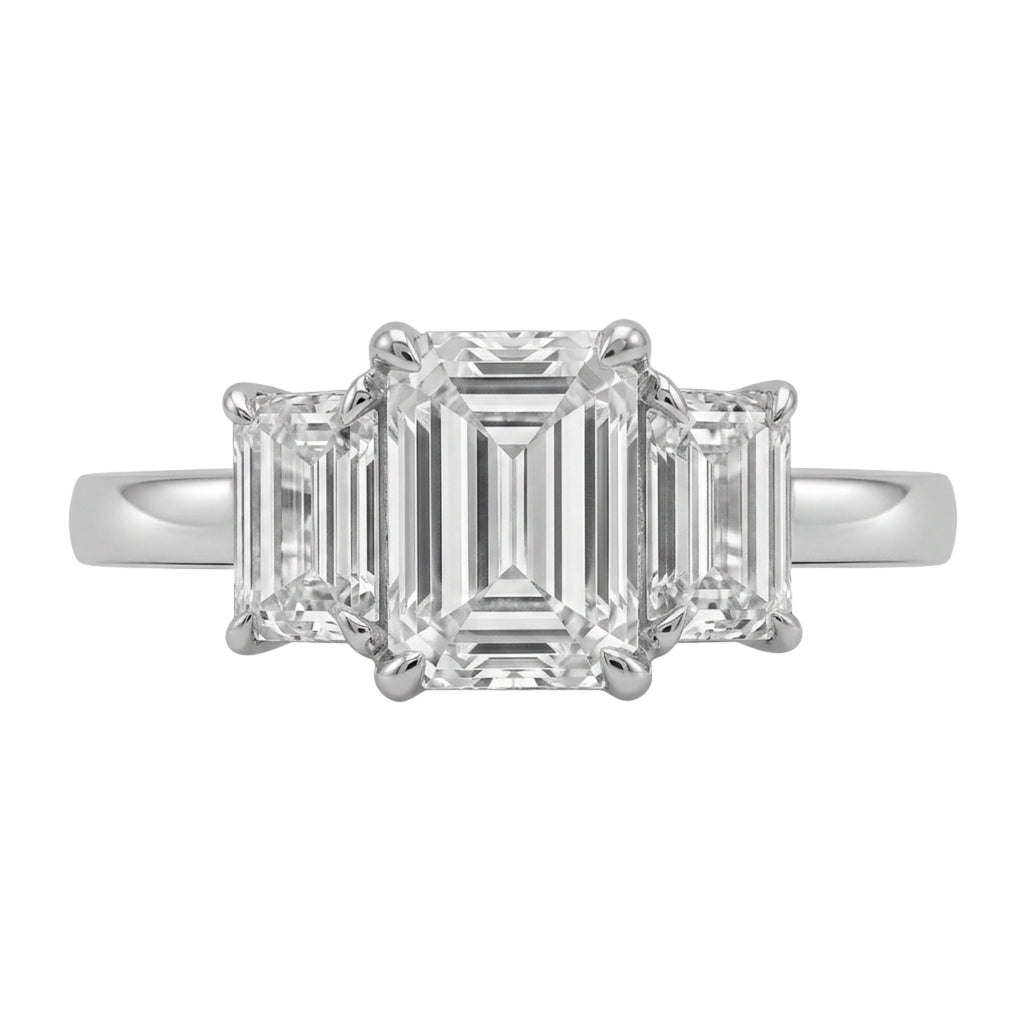 Venturant 2.00-5.00 Carat T.W. Emerald-cut Lab Grown Diamond (F/VS+) 14K Gold 3 Stone Ring