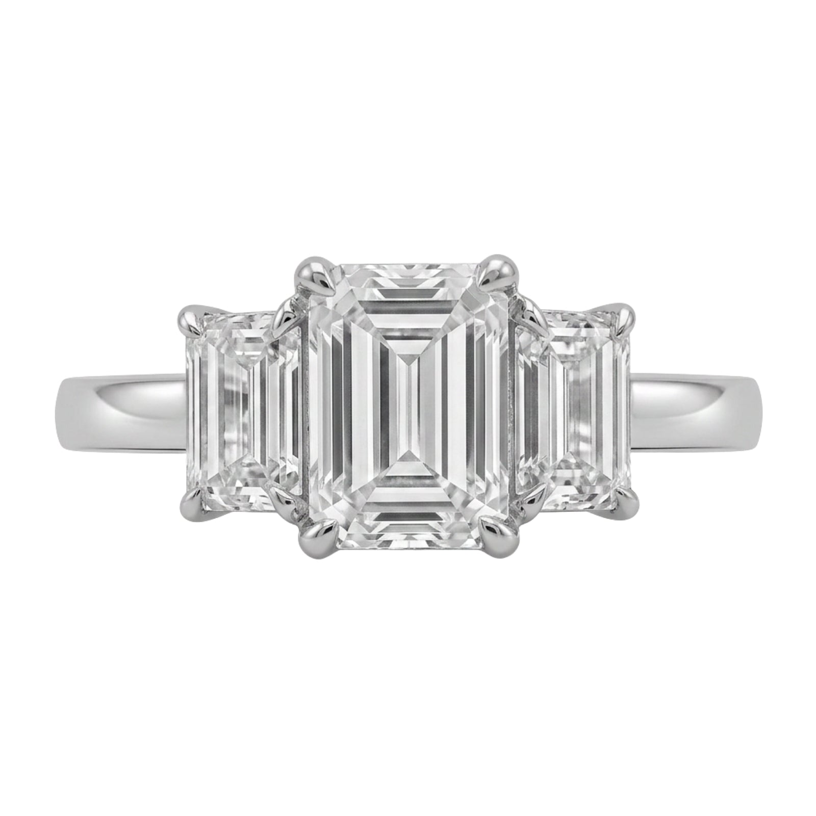 Venturant 2.00-5.00 Carat T.W. Emerald-cut Lab Grown Diamond (F/VS+) 14K Gold 3 Stone Ring