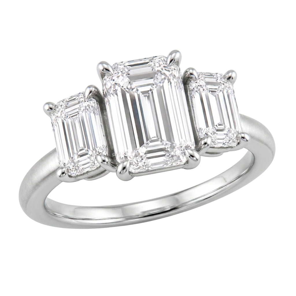 Venturant 2.00-5.00 Carat T.W. Emerald-cut Lab Grown Diamond (F/VS+) 14K Gold 3 Stone Ring
