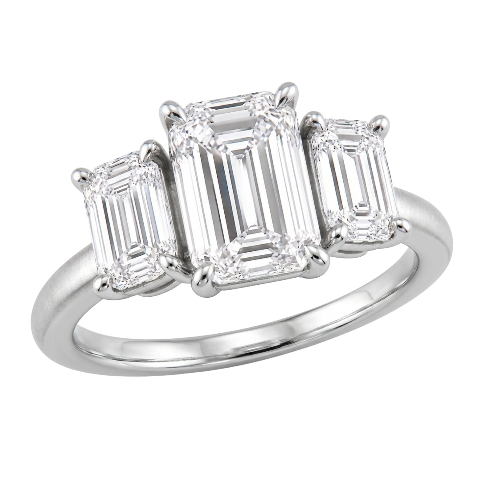 Venturant 2.00-5.00 Carat T.W. Emerald-cut Lab Grown Diamond (F/VS+) 14K Gold 3 Stone Ring