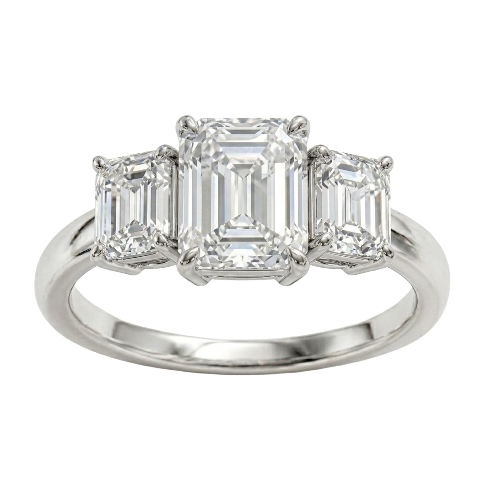 Venturant 2.00-5.00 Carat T.W. Emerald-cut Lab Grown Diamond (F/VS+) 14K Gold 3 Stone Ring