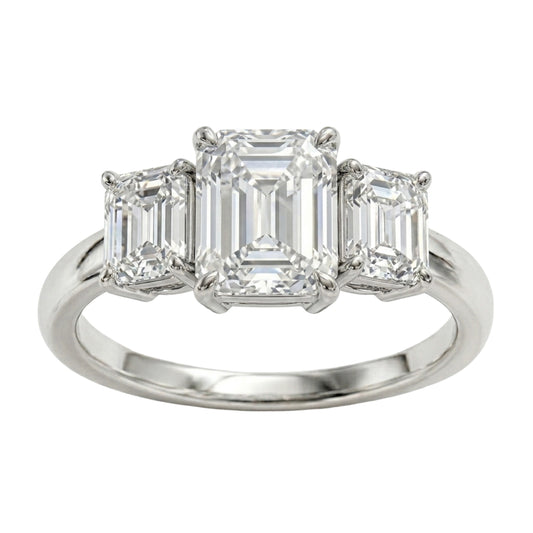 Venturant 2.00-5.00 Carat T.W. Emerald-cut Lab Grown Diamond (F/VS+) 14K Gold 3 Stone Ring