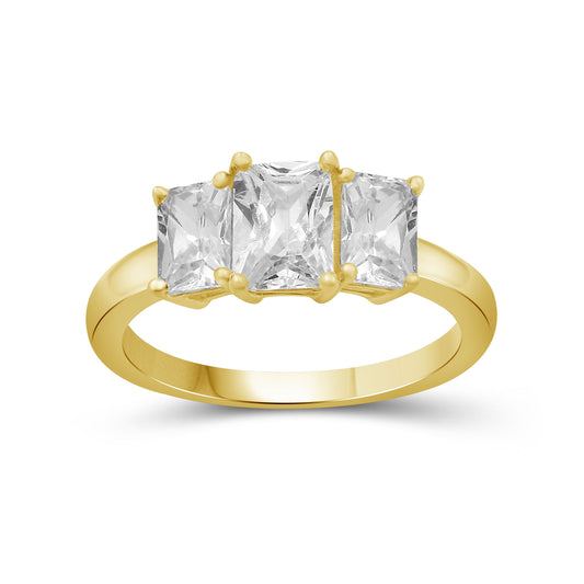 Venturant 2.00-5.00 Carat T.W. Emerald-cut Lab Grown Diamond (F/VS+) 14K Gold 3 Stone Ring